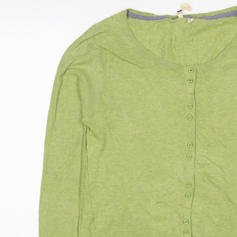White Stuff Women Green UK 12 Linen Cotton Button Cardigan