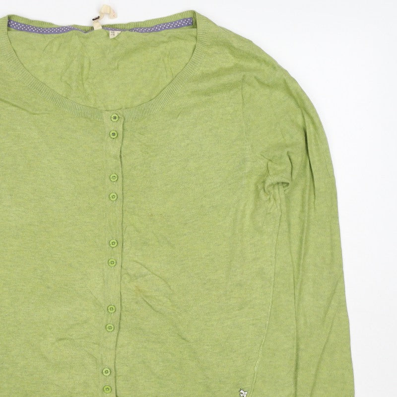 White Stuff Women Green UK 12 Linen Cotton Button Cardigan