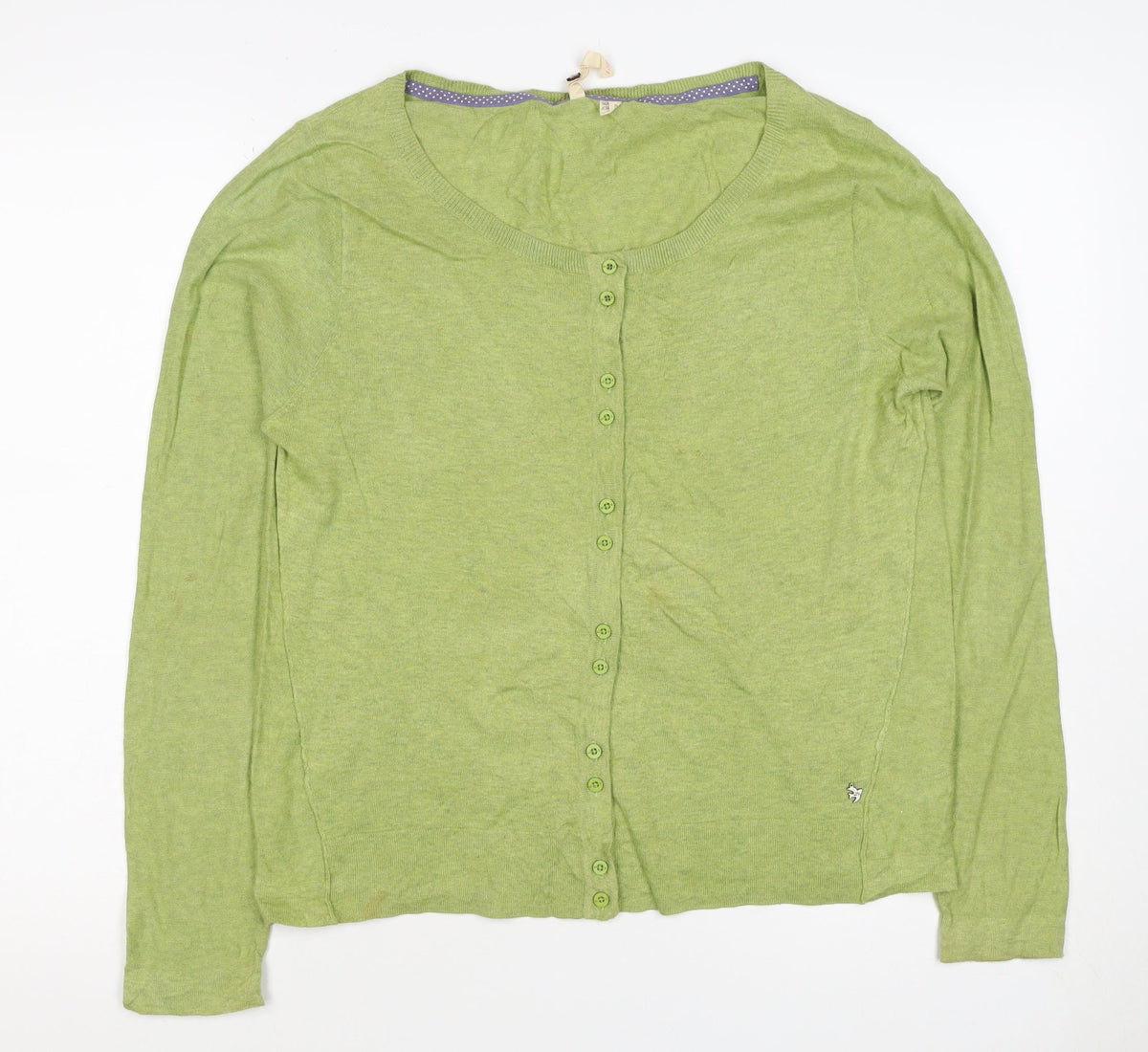 White Stuff Women Green UK 12 Linen Cotton Button Cardigan