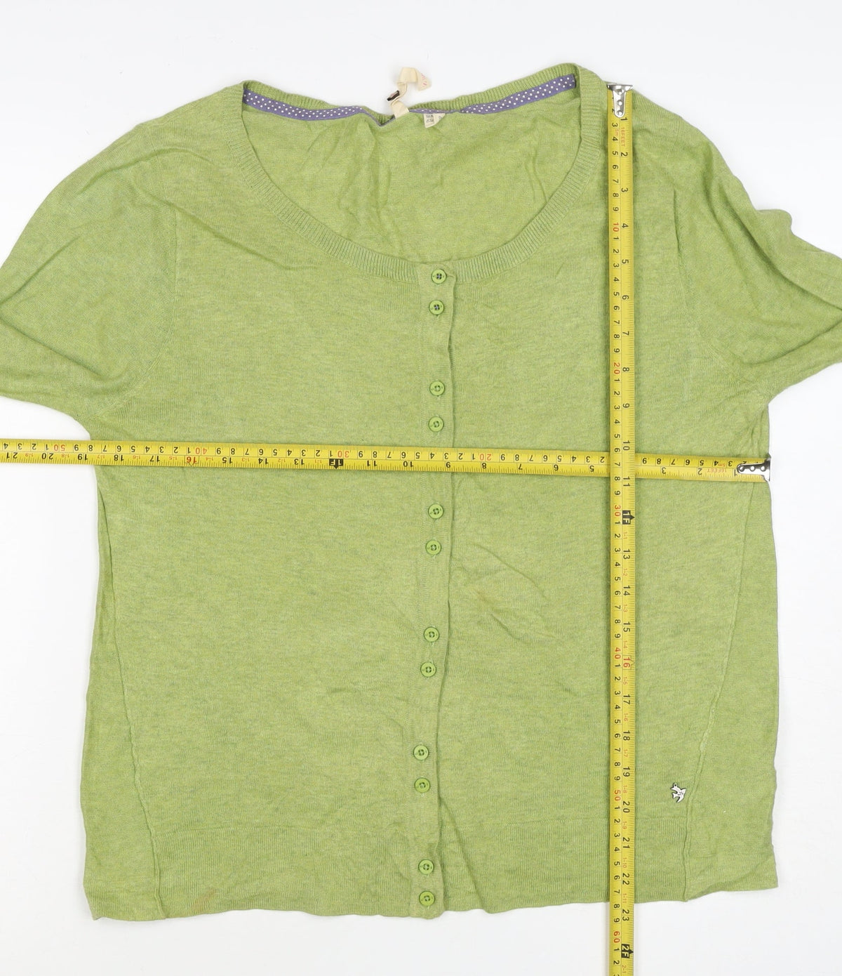 White Stuff Women Green UK 12 Linen Cotton Button Cardigan