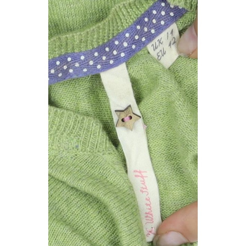 White Stuff Women Green UK 12 Linen Cotton Button Cardigan