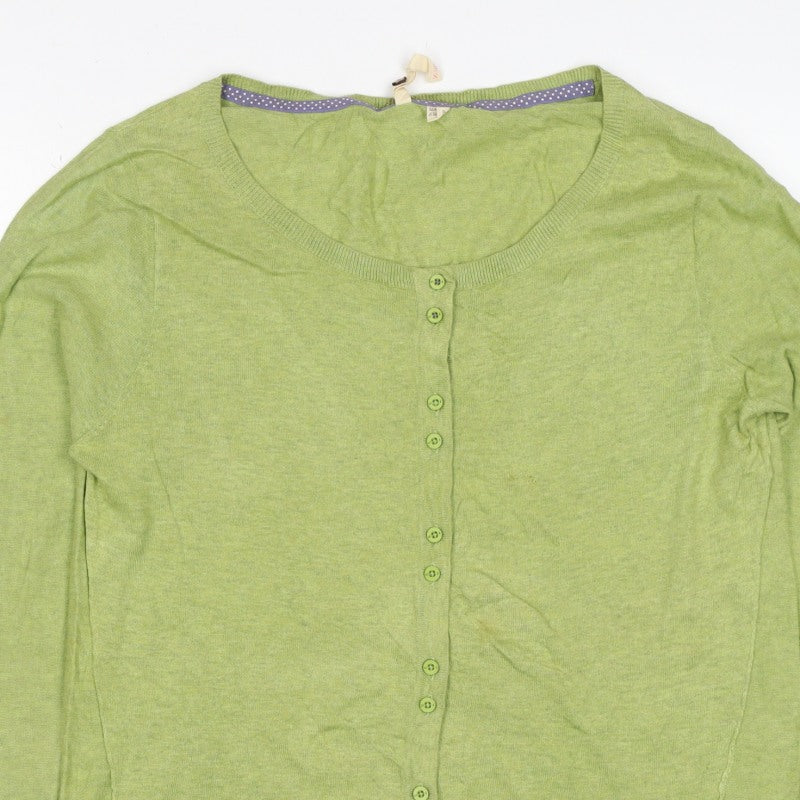 White Stuff Women Green UK 12 Linen Cotton Button Cardigan