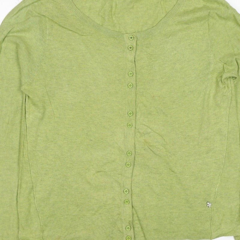 White Stuff Women Green UK 12 Linen Cotton Button Cardigan