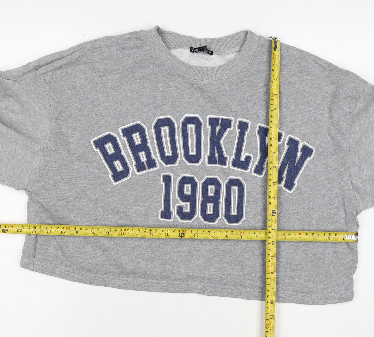 Zara Women Grey UK 8 Pullover Sweatshirt Brooklyn 1980 Graphic