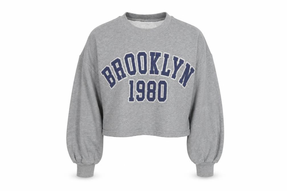 Zara Women Grey UK 8 Pullover Sweatshirt Brooklyn 1980 Graphic