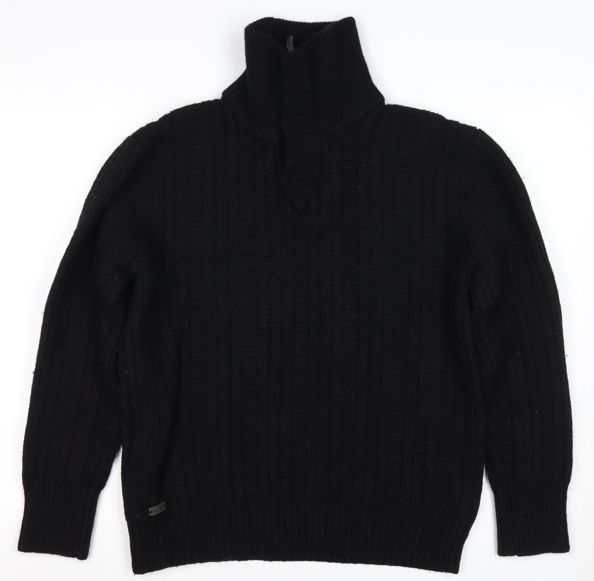 Rocha John Rocha Men’s Black XL Cable Knit 1/4 Zip Wool Jumper