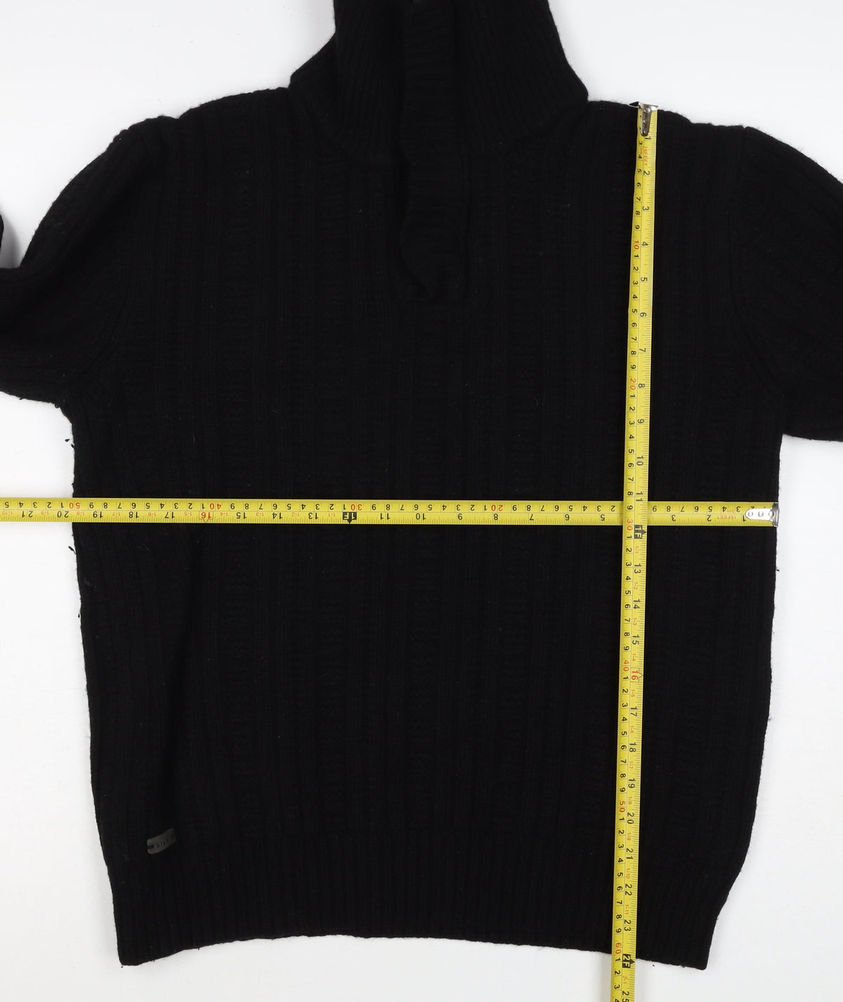 Rocha John Rocha Men’s Black XL Cable Knit 1/4 Zip Wool Jumper