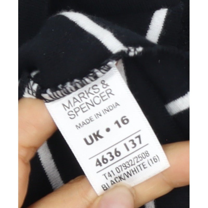 Marks and Spencer Women Black White Striped UK 16 3/4 Sleeve Jersey T-Shirt