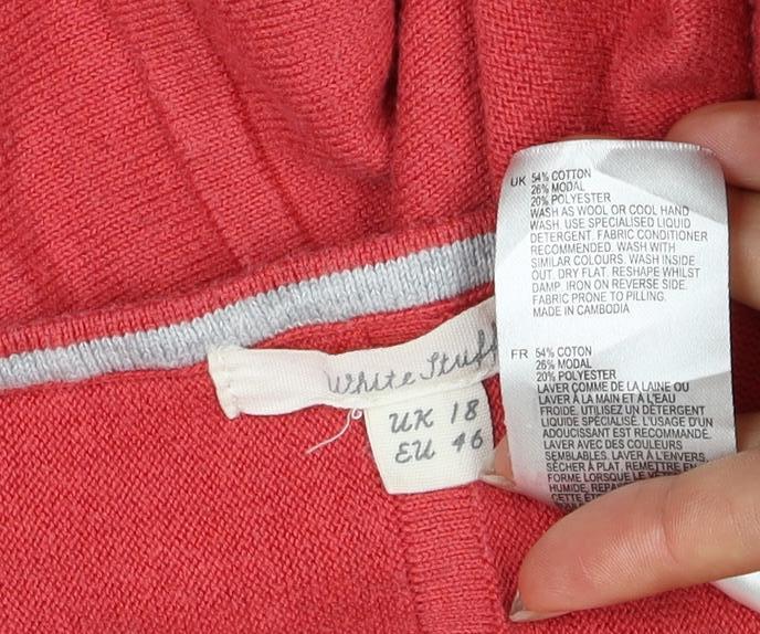 White Stuff Women Red UK 18 Cotton Blend Round Neck Relaxed Pullover