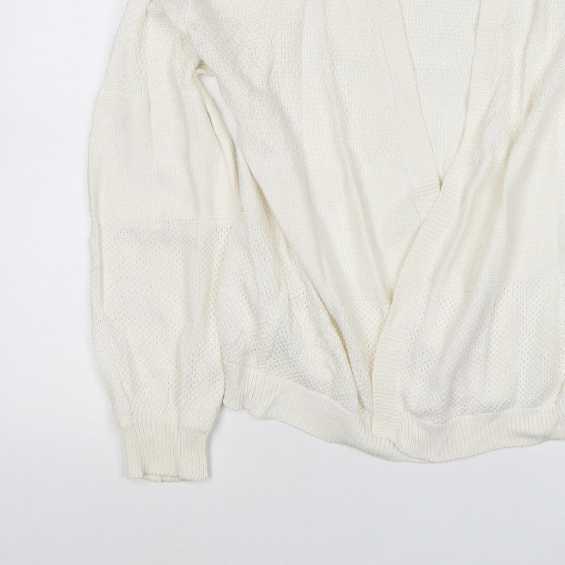 Papaya Women Ivory L Open Knit V-Neck Oversized Cardigan