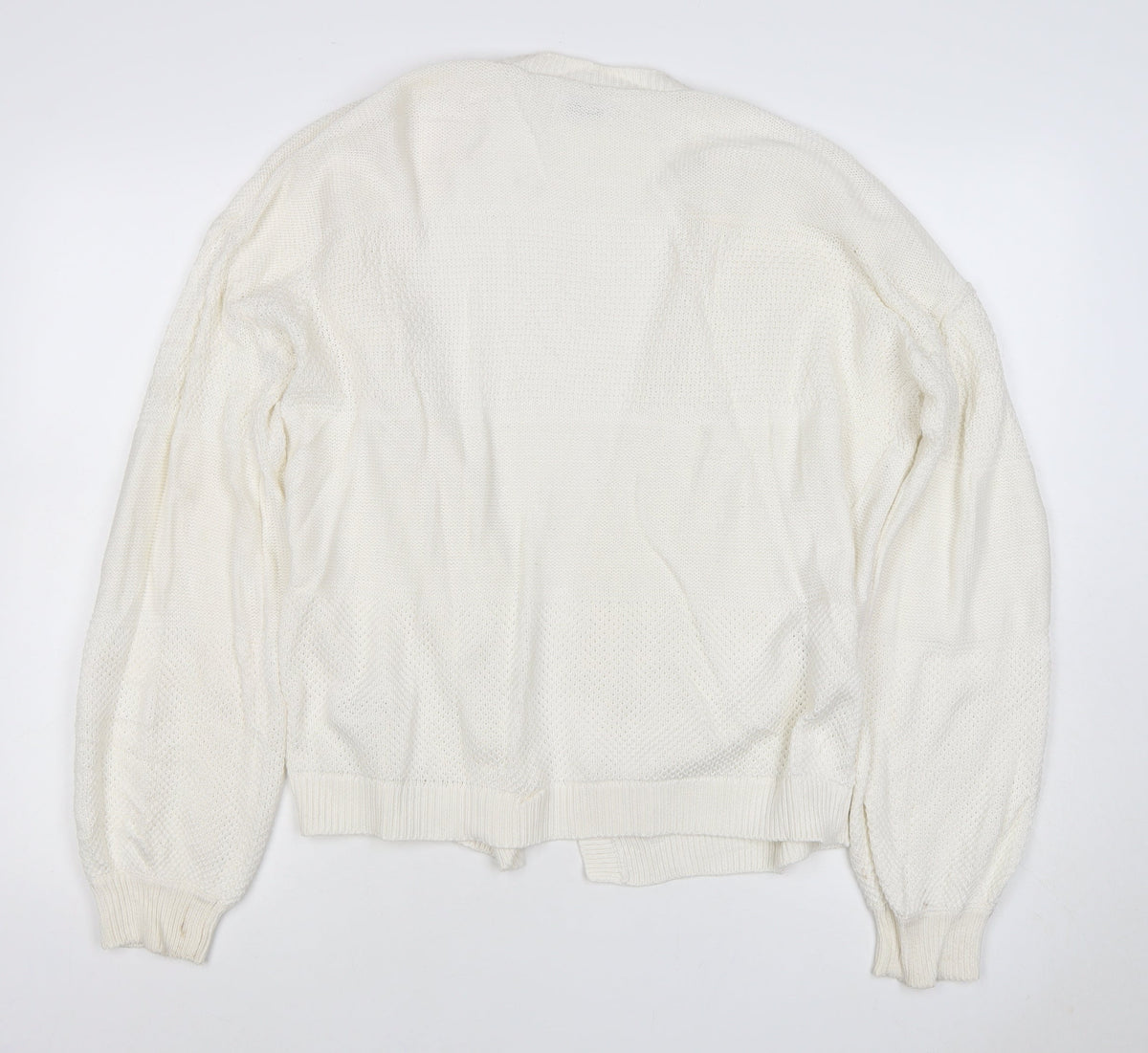 Papaya Women Ivory L Open Knit V-Neck Oversized Cardigan