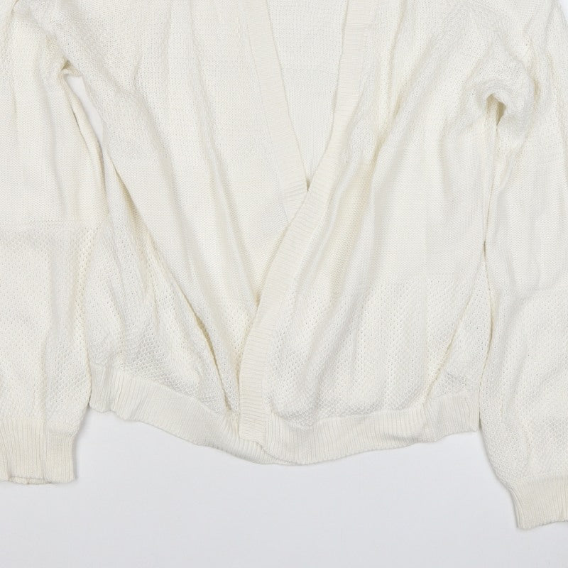 Papaya Women Ivory L Open Knit V-Neck Oversized Cardigan