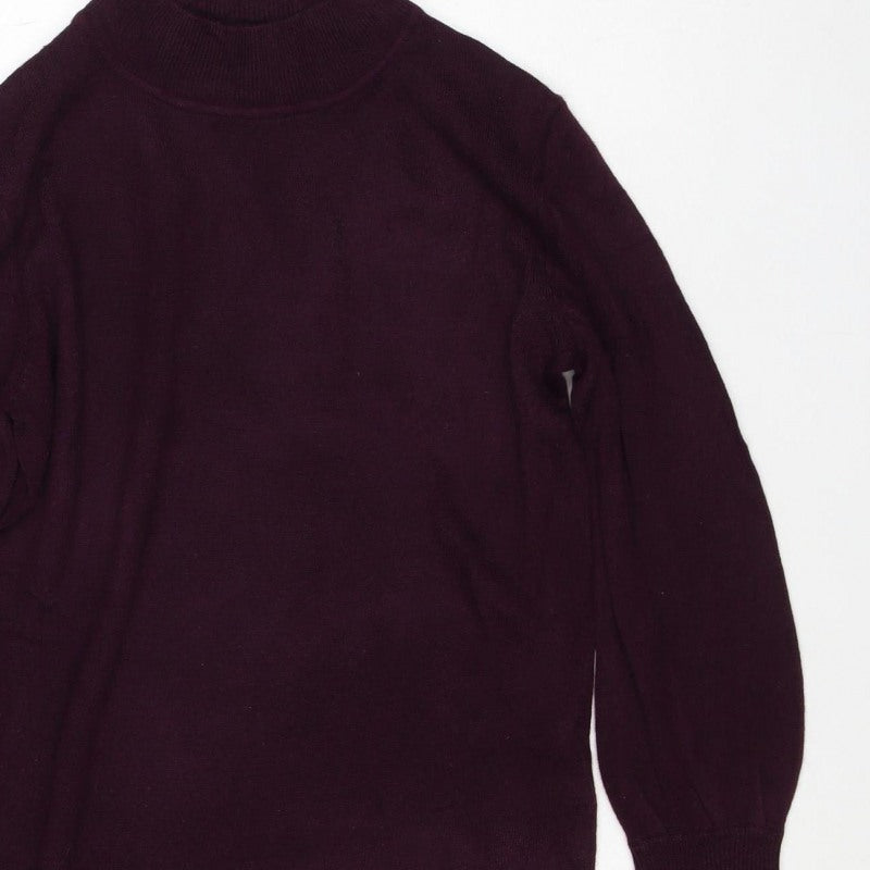 Marks & Spencer Women's Purple S Roll Neck Cotton Knit Jumper