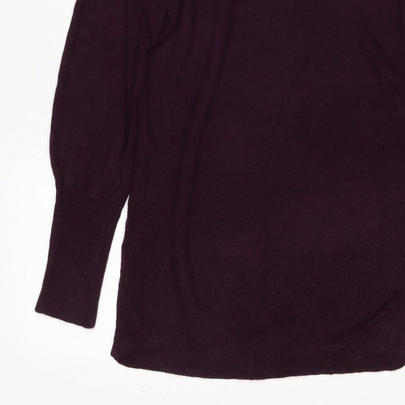 Marks & Spencer Women's Purple S Roll Neck Cotton Knit Jumper