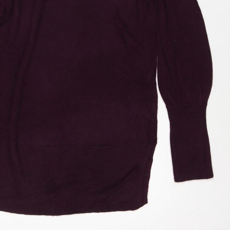 Marks & Spencer Women's Purple S Roll Neck Cotton Knit Jumper
