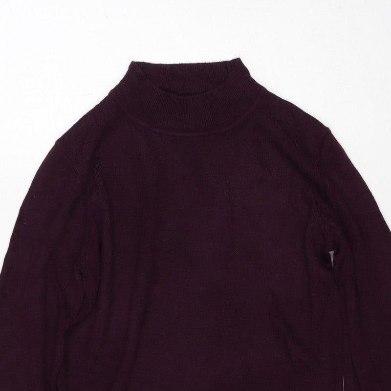 Marks & Spencer Women's Purple S Roll Neck Cotton Knit Jumper