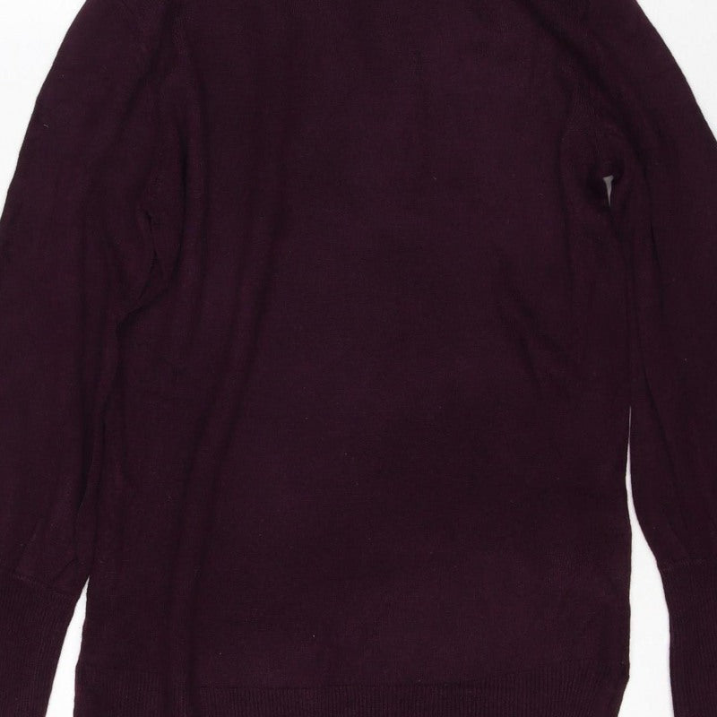 Marks & Spencer Women's Purple S Roll Neck Cotton Knit Jumper