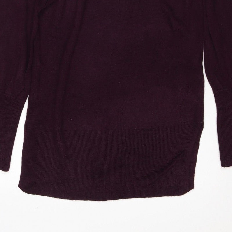 Marks & Spencer Women's Purple S Roll Neck Cotton Knit Jumper