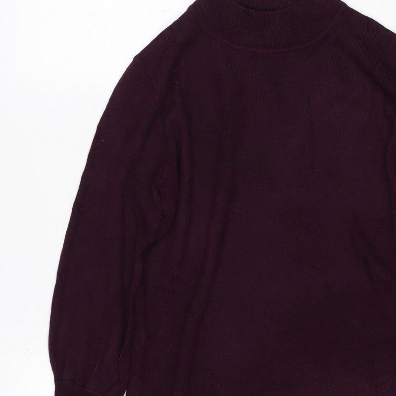 Marks & Spencer Women's Purple S Roll Neck Cotton Knit Jumper
