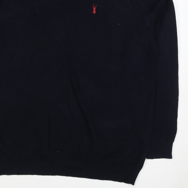 Next Teens Navy 3XL Cotton Knit Mock Shirt Collar Pullover Jumper