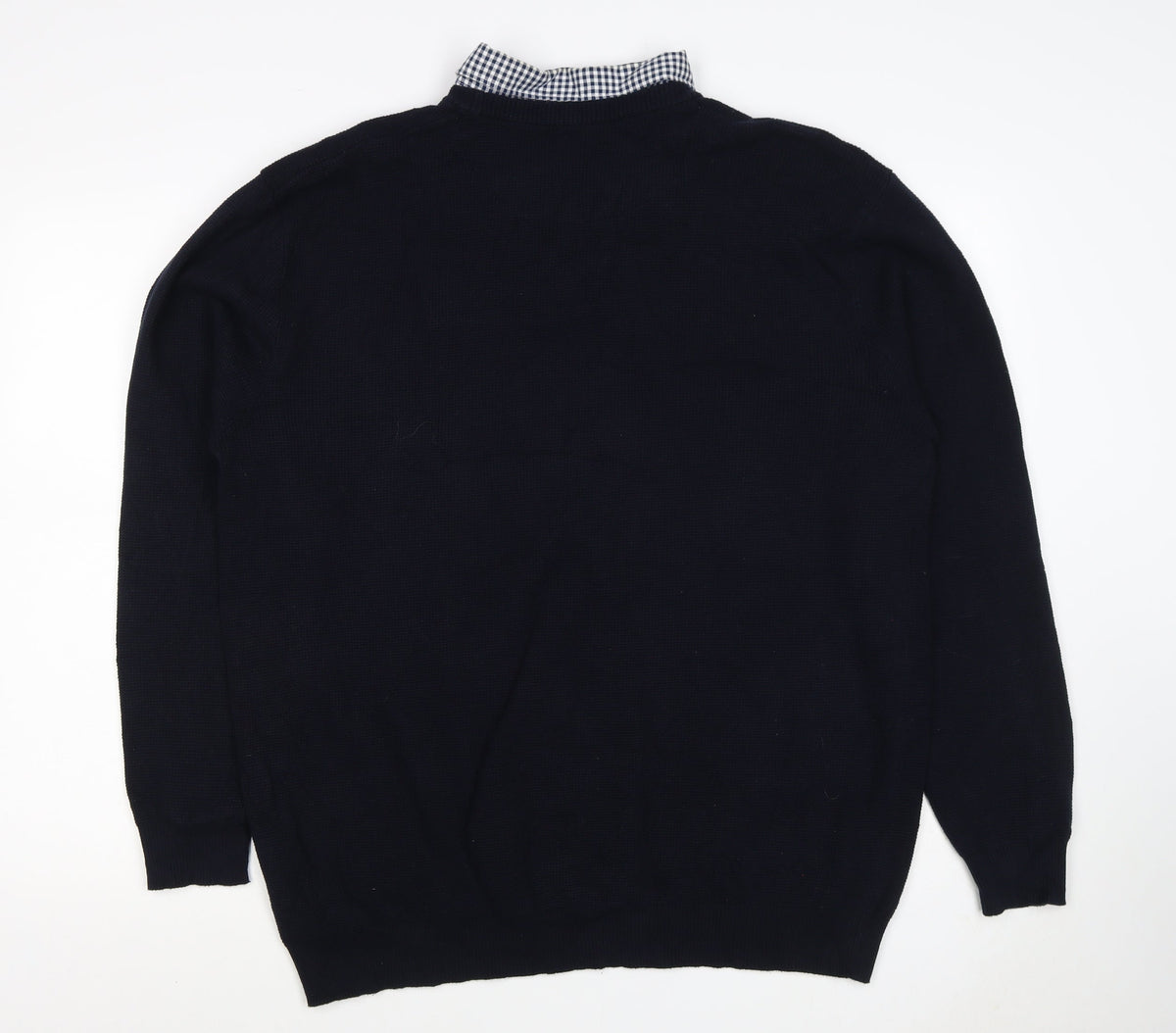 Next Teens Navy 3XL Cotton Knit Mock Shirt Collar Pullover Jumper