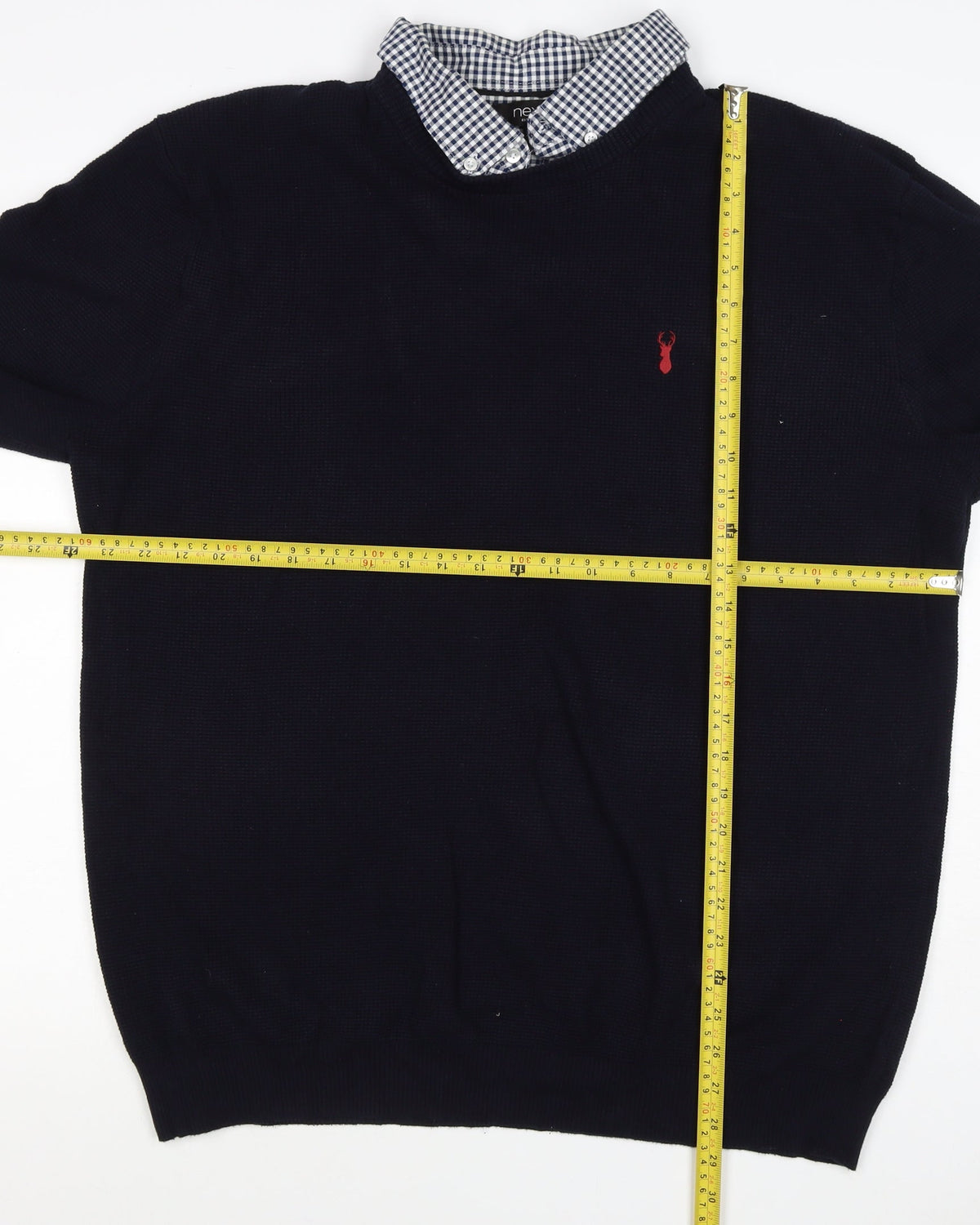 Next Teens Navy 3XL Cotton Knit Mock Shirt Collar Pullover Jumper