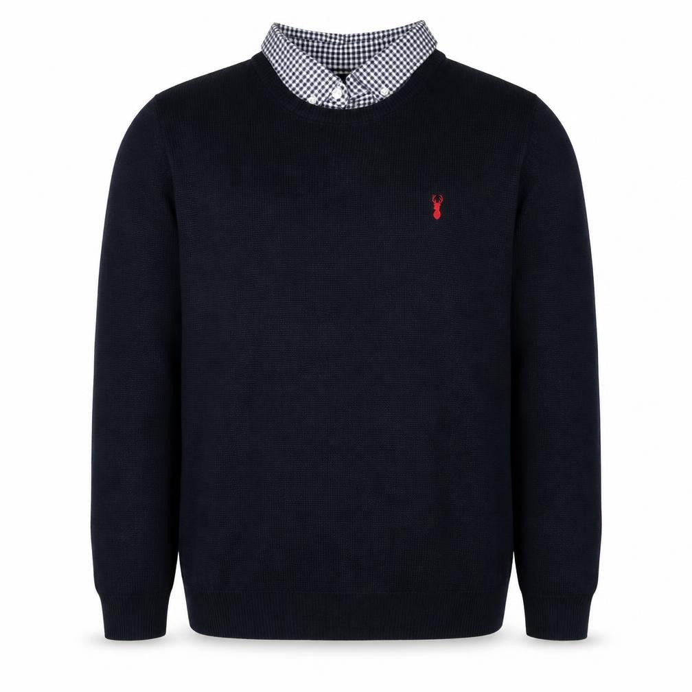 Next Teens Navy 3XL Cotton Knit Mock Shirt Collar Pullover Jumper