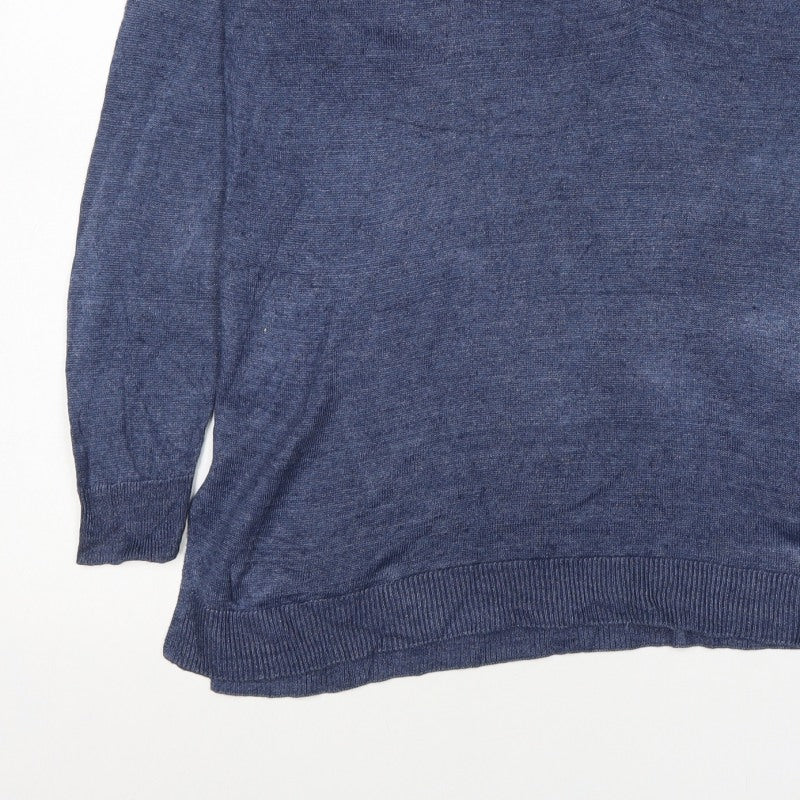 Mint Velvet Women’s Blue V-Neck Fine Knit Pullover Jumper M