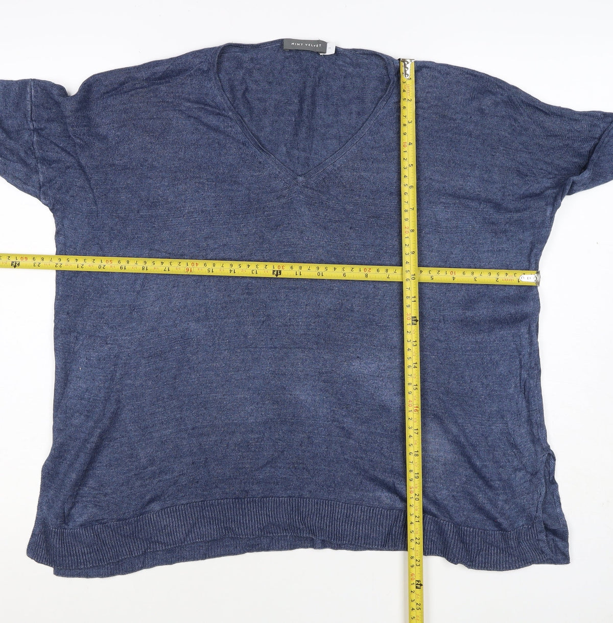 Mint Velvet Women’s Blue V-Neck Fine Knit Pullover Jumper M
