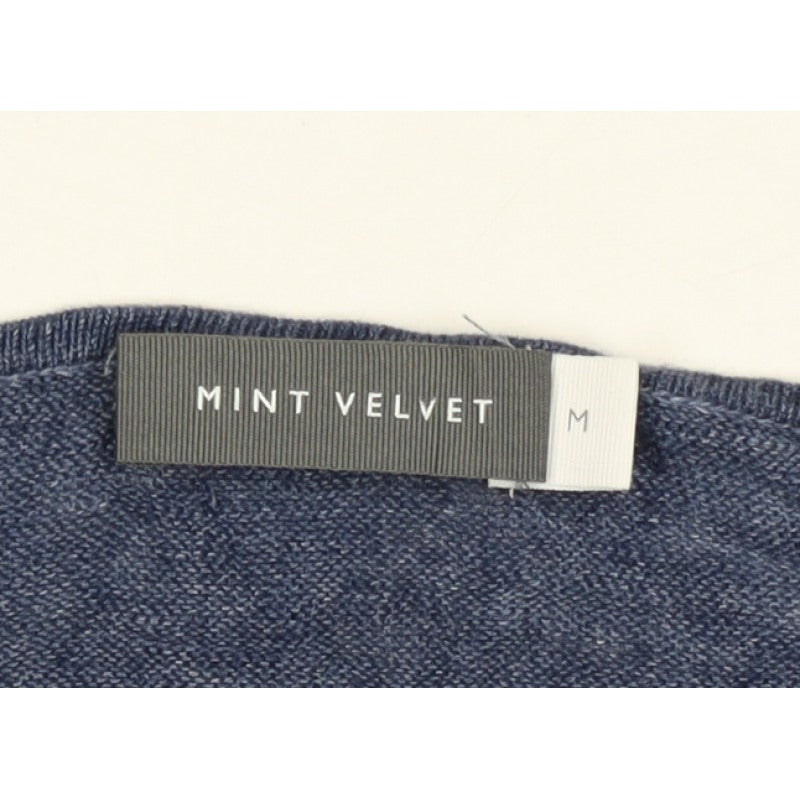 Mint Velvet Women’s Blue V-Neck Fine Knit Pullover Jumper M