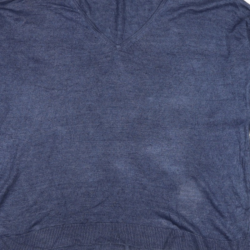 Mint Velvet Women’s Blue V-Neck Fine Knit Pullover Jumper M