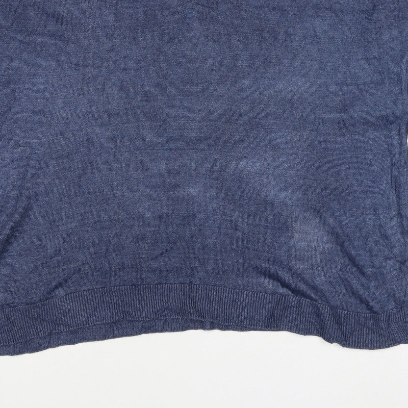 Mint Velvet Women’s Blue V-Neck Fine Knit Pullover Jumper M