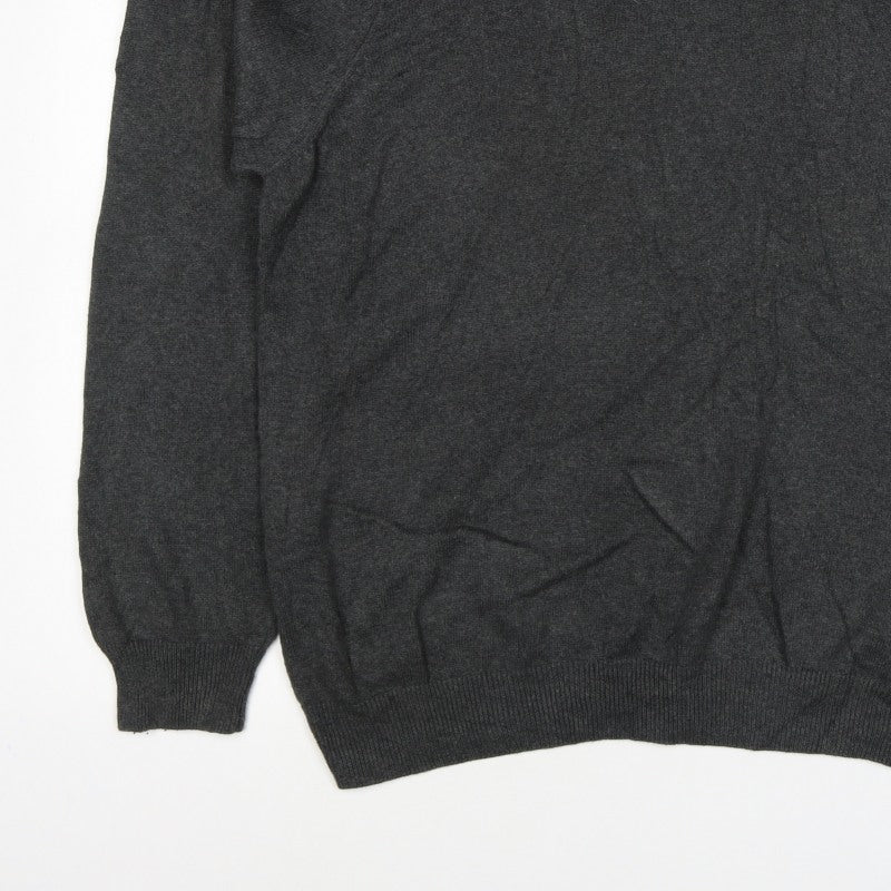 Marks and Spencer Men's Grey XL V-Neck Cotton Pullover Jumper Regular Fit