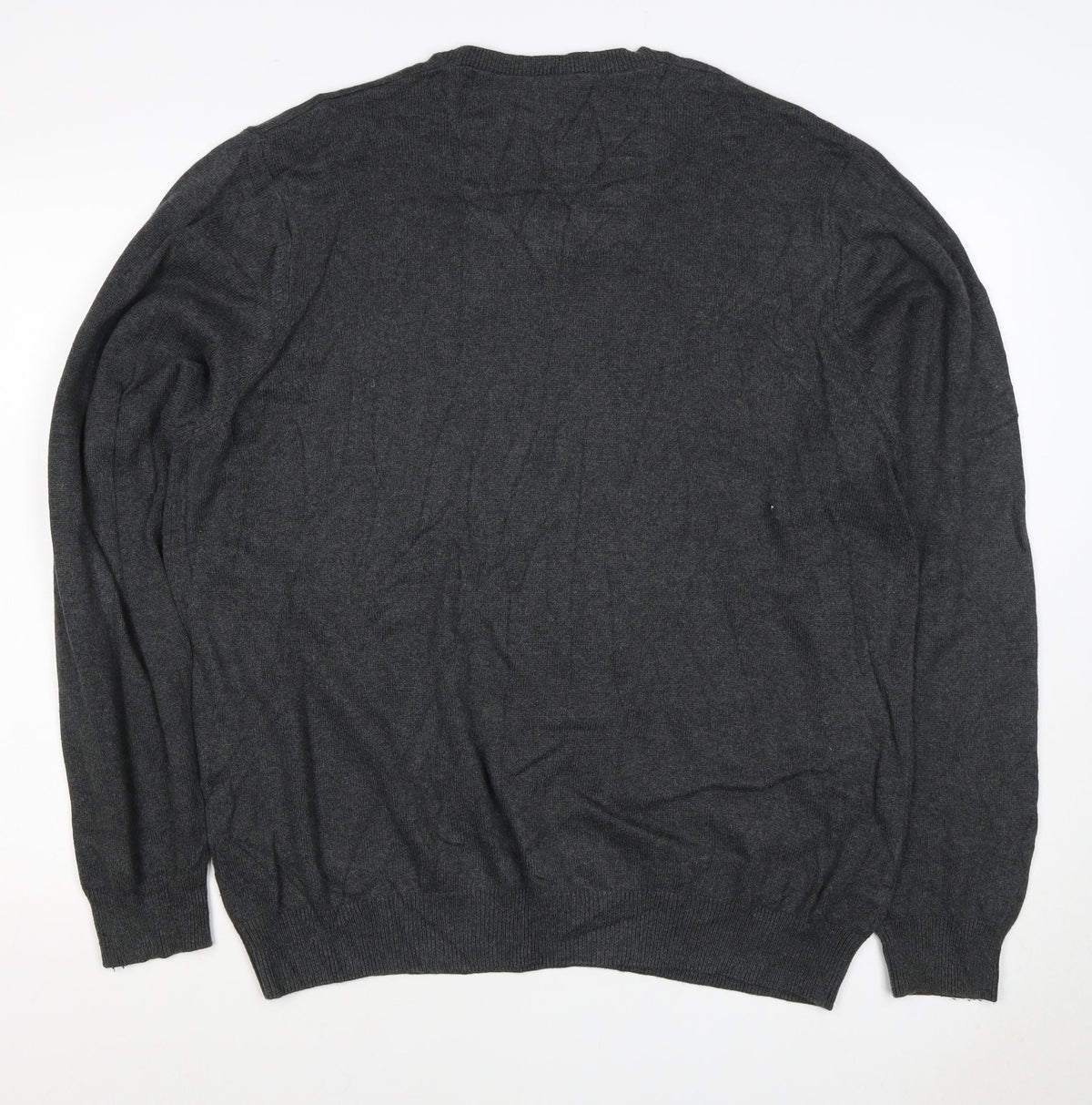 Marks and Spencer Men's Grey XL V-Neck Cotton Pullover Jumper Regular Fit