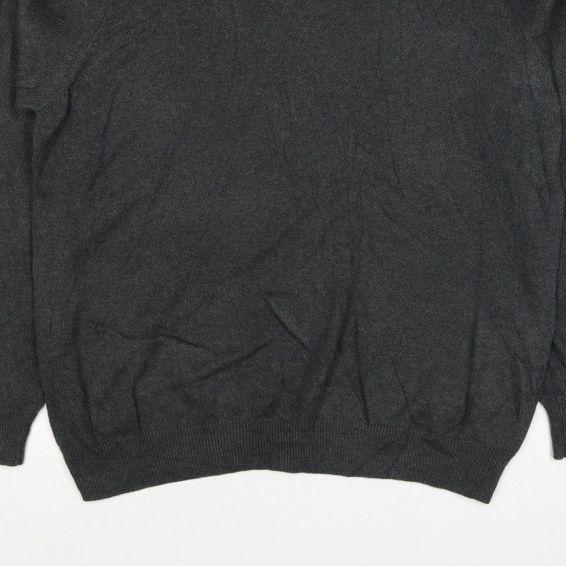 Marks and Spencer Men's Grey XL V-Neck Cotton Pullover Jumper Regular Fit