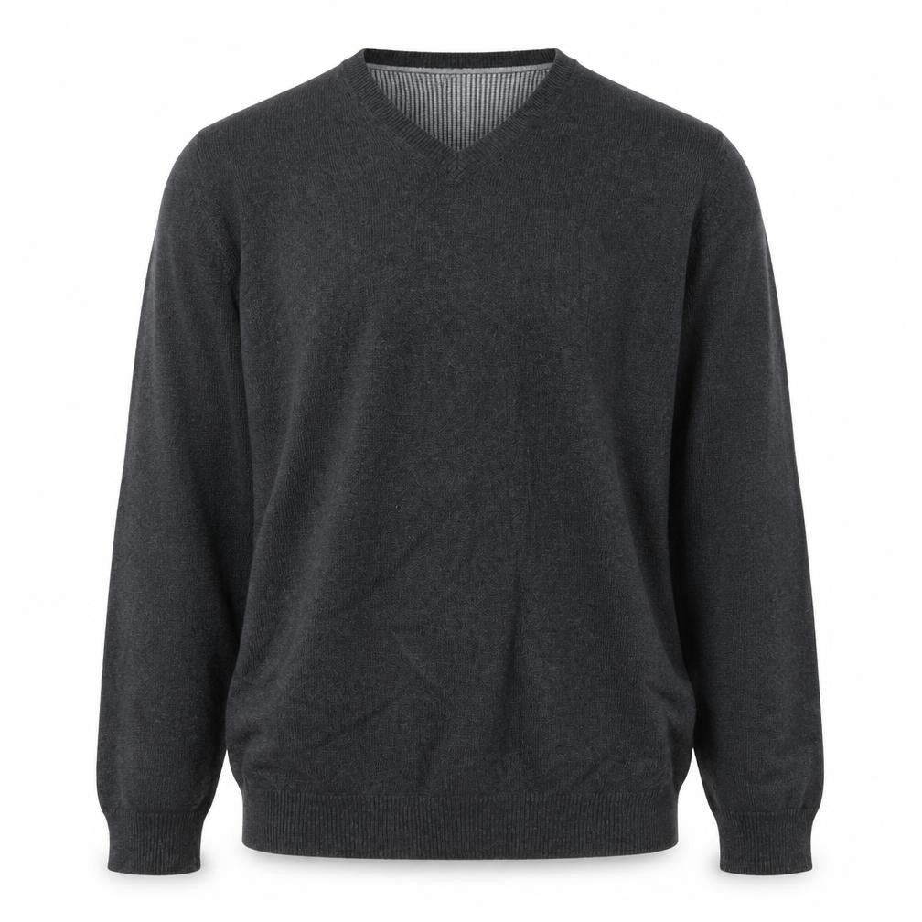 Marks and Spencer Men's Grey XL V-Neck Cotton Pullover Jumper Regular Fit