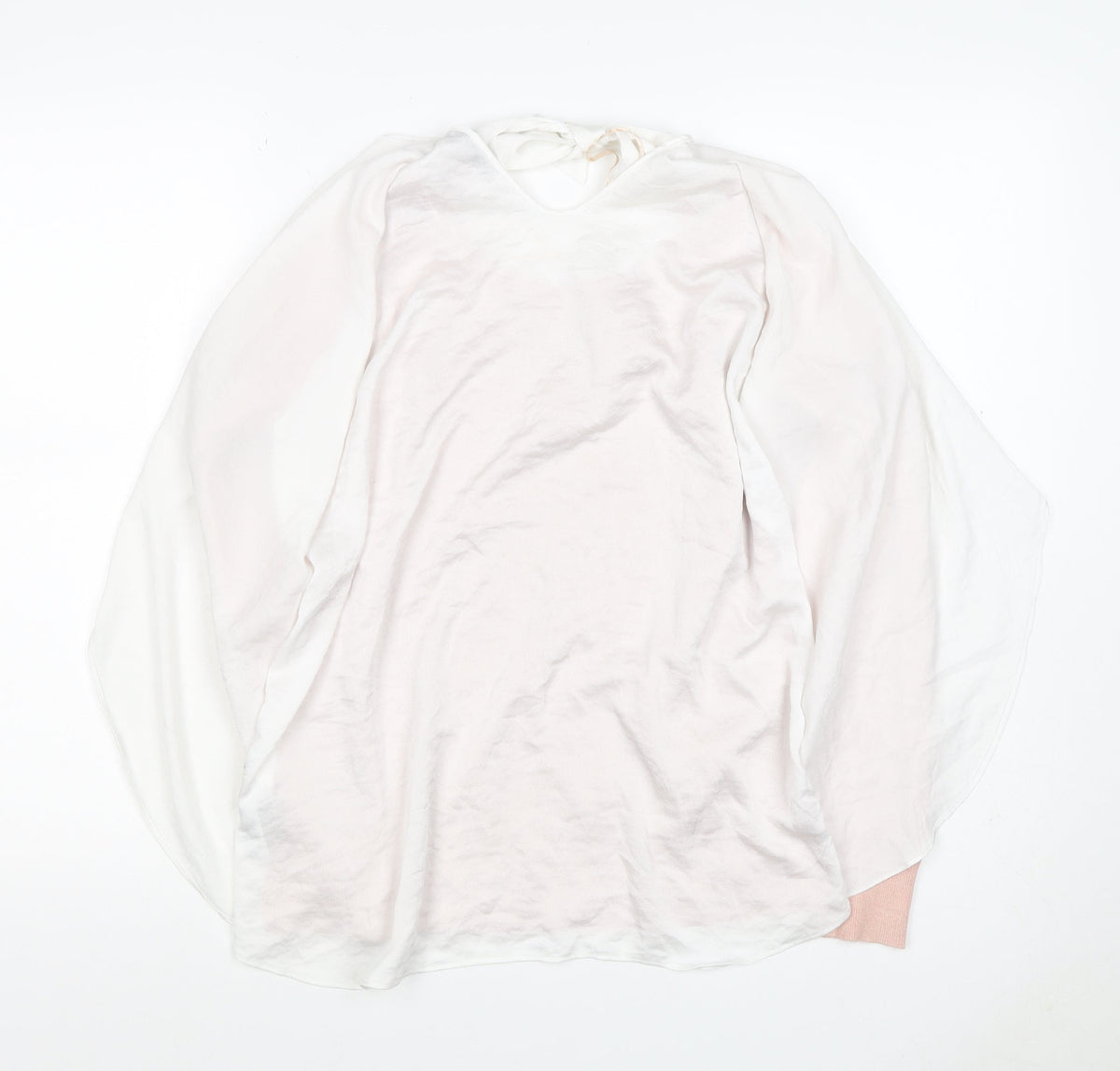 Next Women Pink & White UK 12 Pullover Cape Bow Long Sleeve Jumper