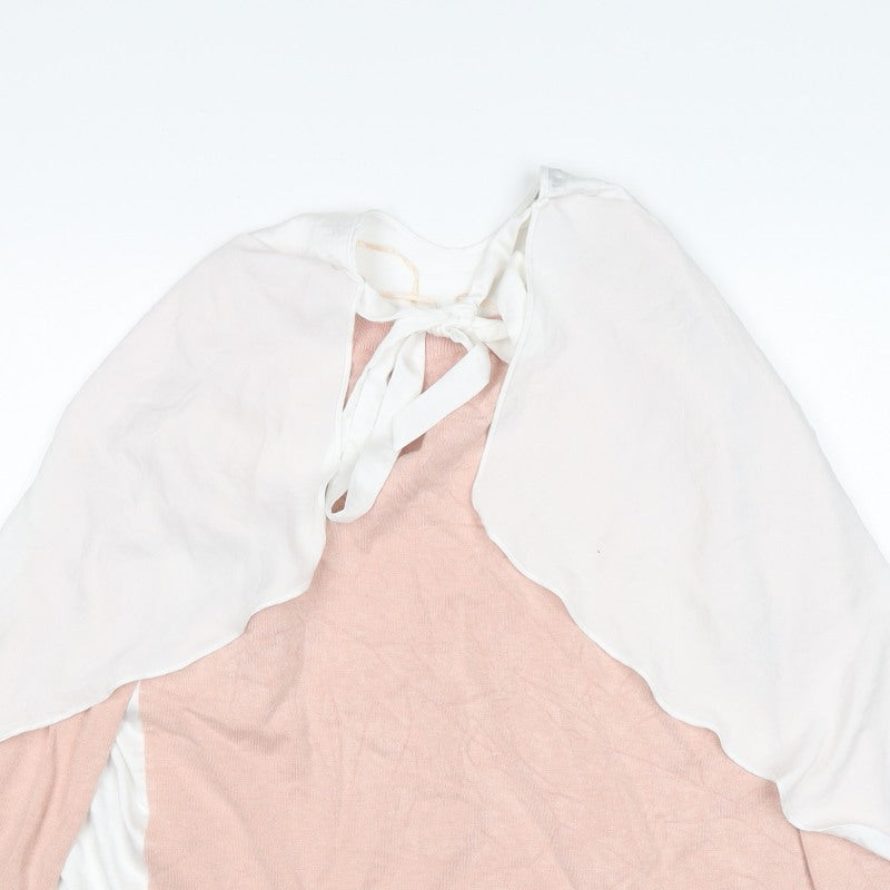 Next Women Pink & White UK 12 Pullover Cape Bow Long Sleeve Jumper