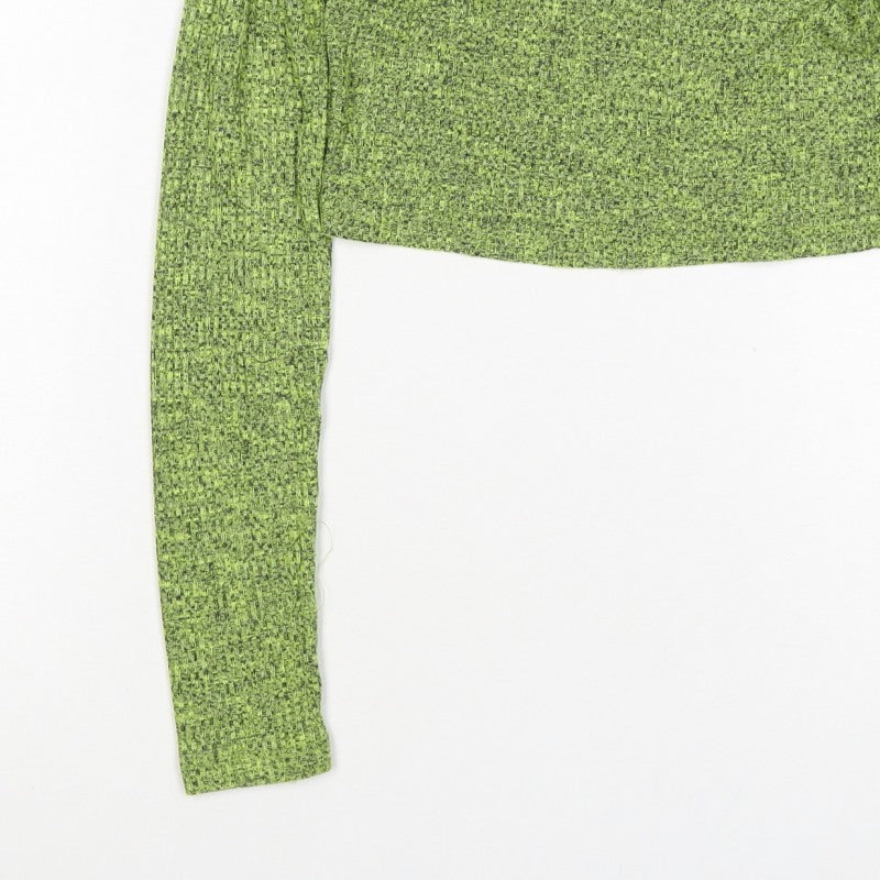 River Island Women Green Marl V-Neck Knit Pullover Jumper Size 10