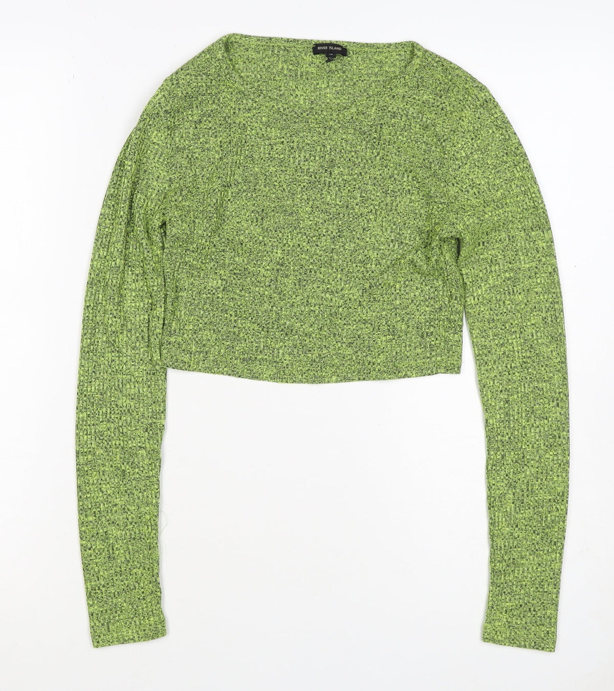 River Island Women Green Marl V-Neck Knit Pullover Jumper Size 10