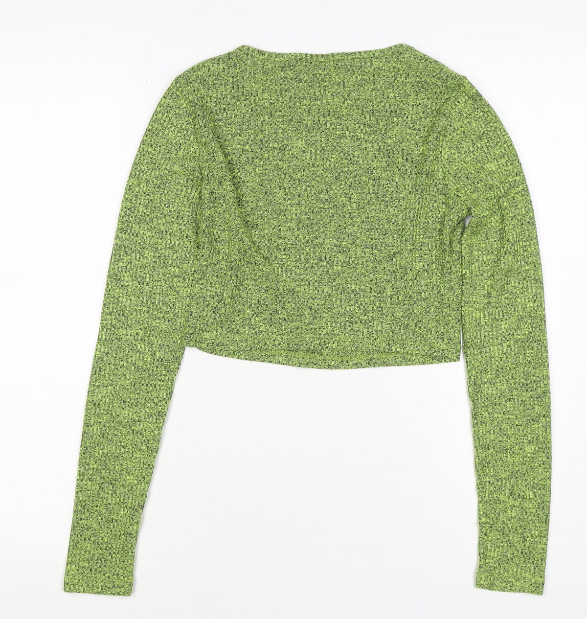 River Island Women Green Marl V-Neck Knit Pullover Jumper Size 10