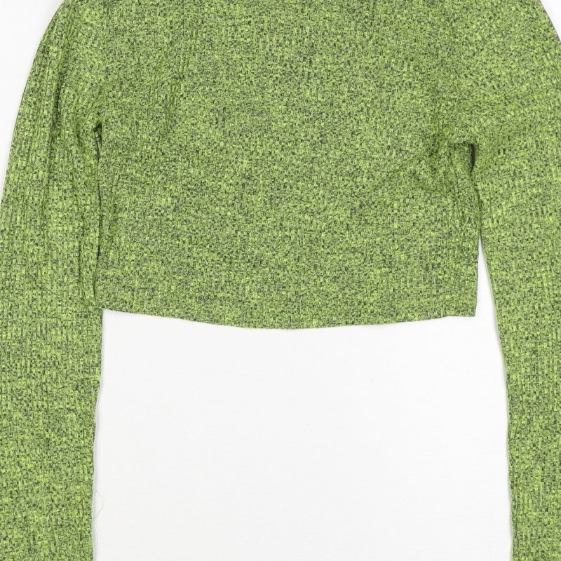 River Island Women Green Marl V-Neck Knit Pullover Jumper Size 10