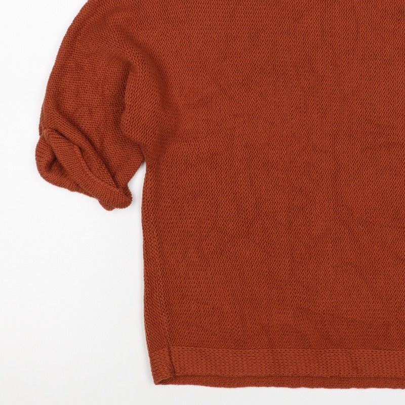 BASIC Women Orange XS Puff Sleeve Cotton Blend Knit Jumper