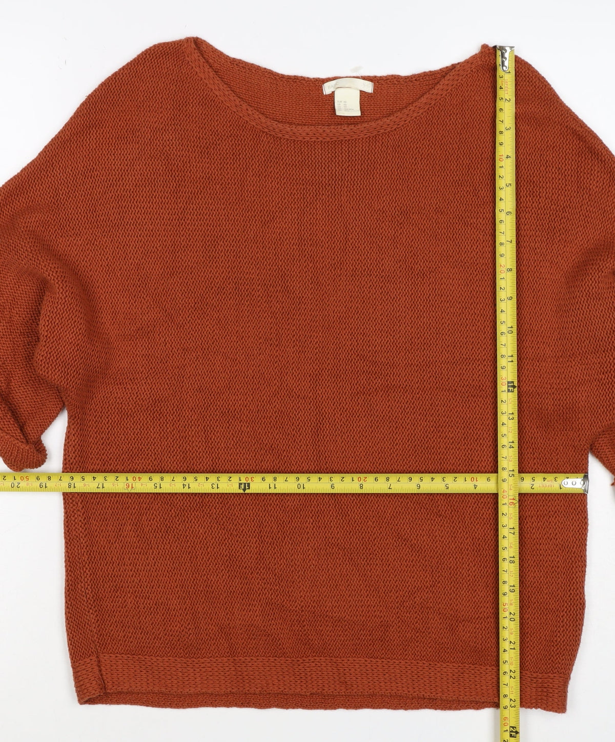 BASIC Women Orange XS Puff Sleeve Cotton Blend Knit Jumper