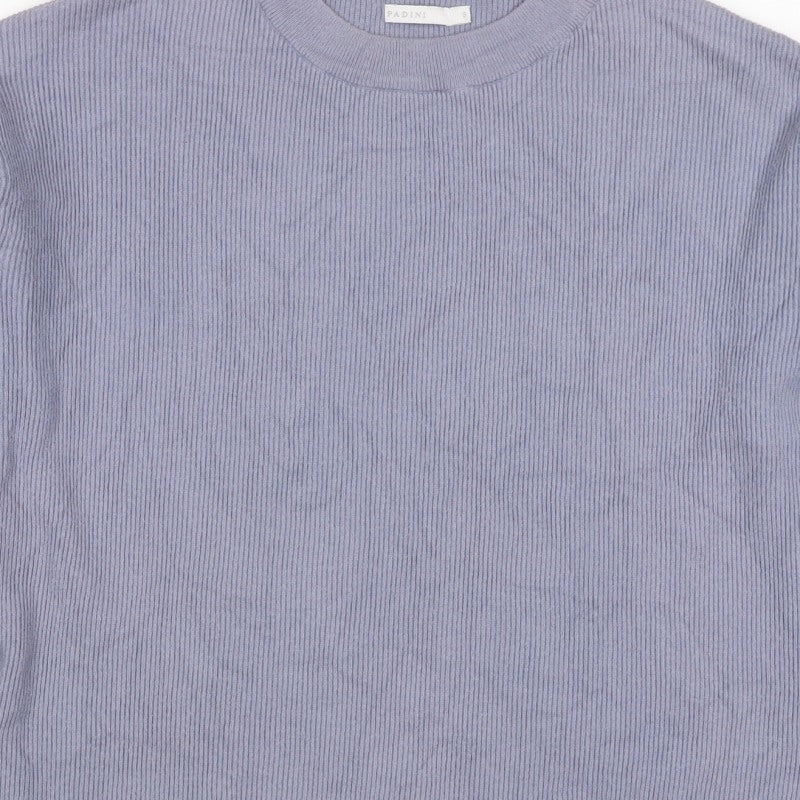 Padini Women's Purple S Ribbed Crew Neck Long Sleeve Pullover Jumper