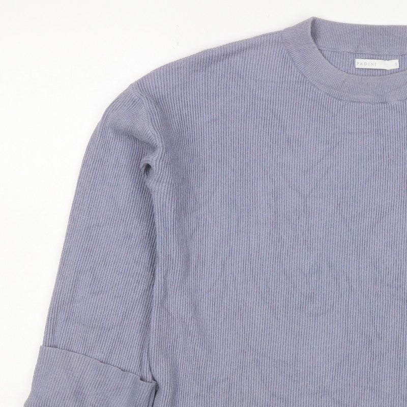 Padini Women's Purple S Ribbed Crew Neck Long Sleeve Pullover Jumper