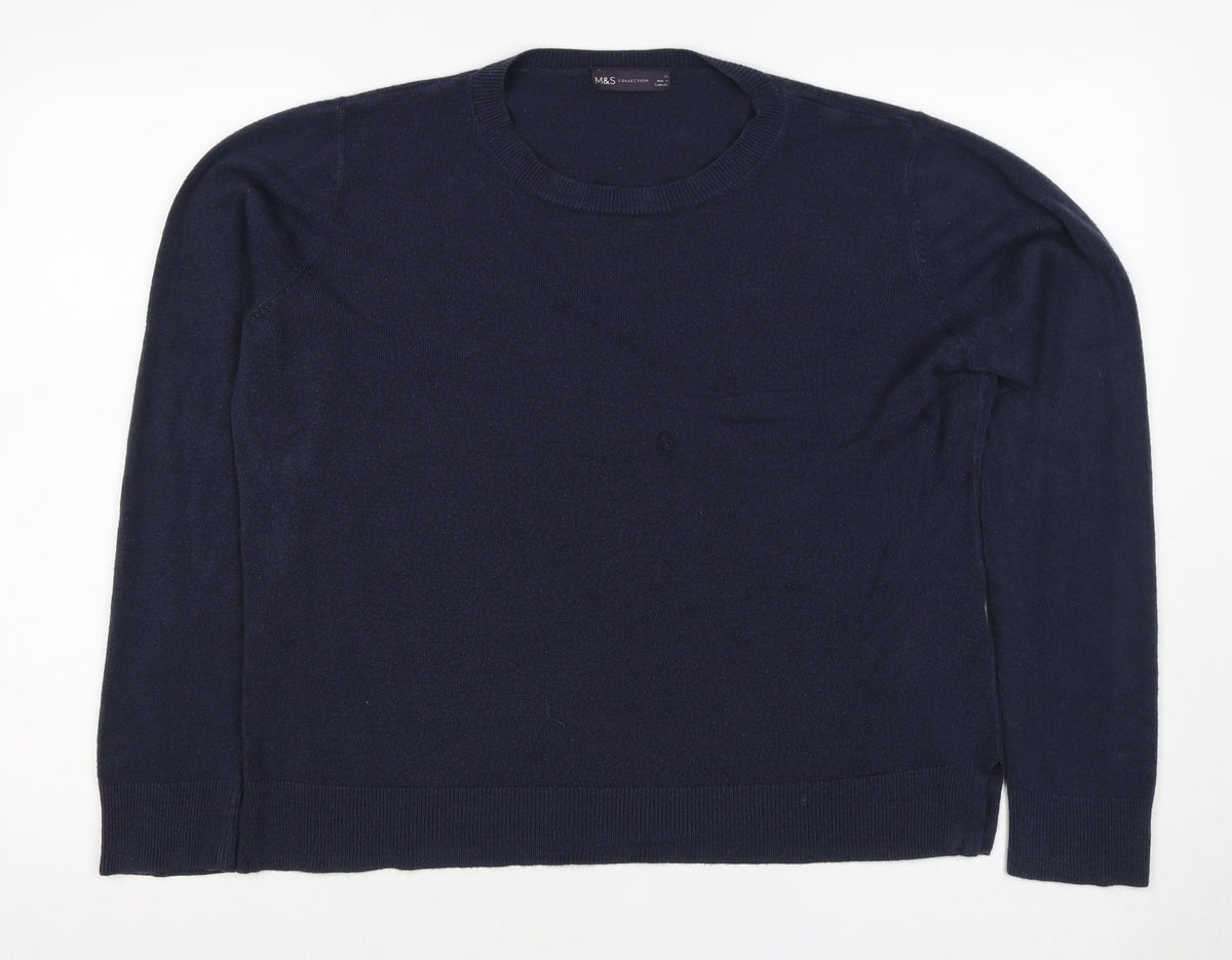 M&S Collection Women’s Blue Size 20 Cotton Crew Neck Raglan Jumper