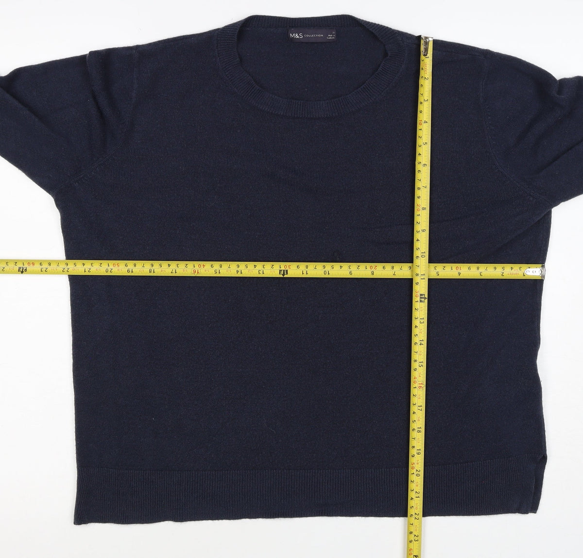M&S Collection Women’s Blue Size 20 Cotton Crew Neck Raglan Jumper