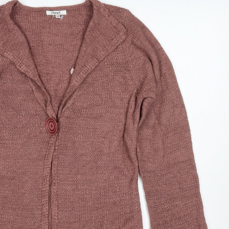 i/text. Women’s Pink S Chunky Knit V-Neck Button Cardigan