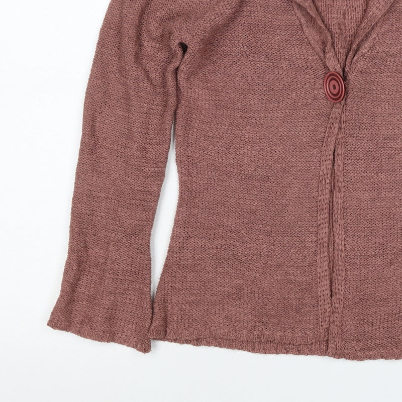 i/text. Women’s Pink S Chunky Knit V-Neck Button Cardigan